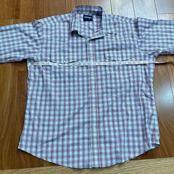 Wrangler Men’s western Short Sleeve Pearl snap Button Up Shirt Red Plaid XLT - Picture 6 of 7